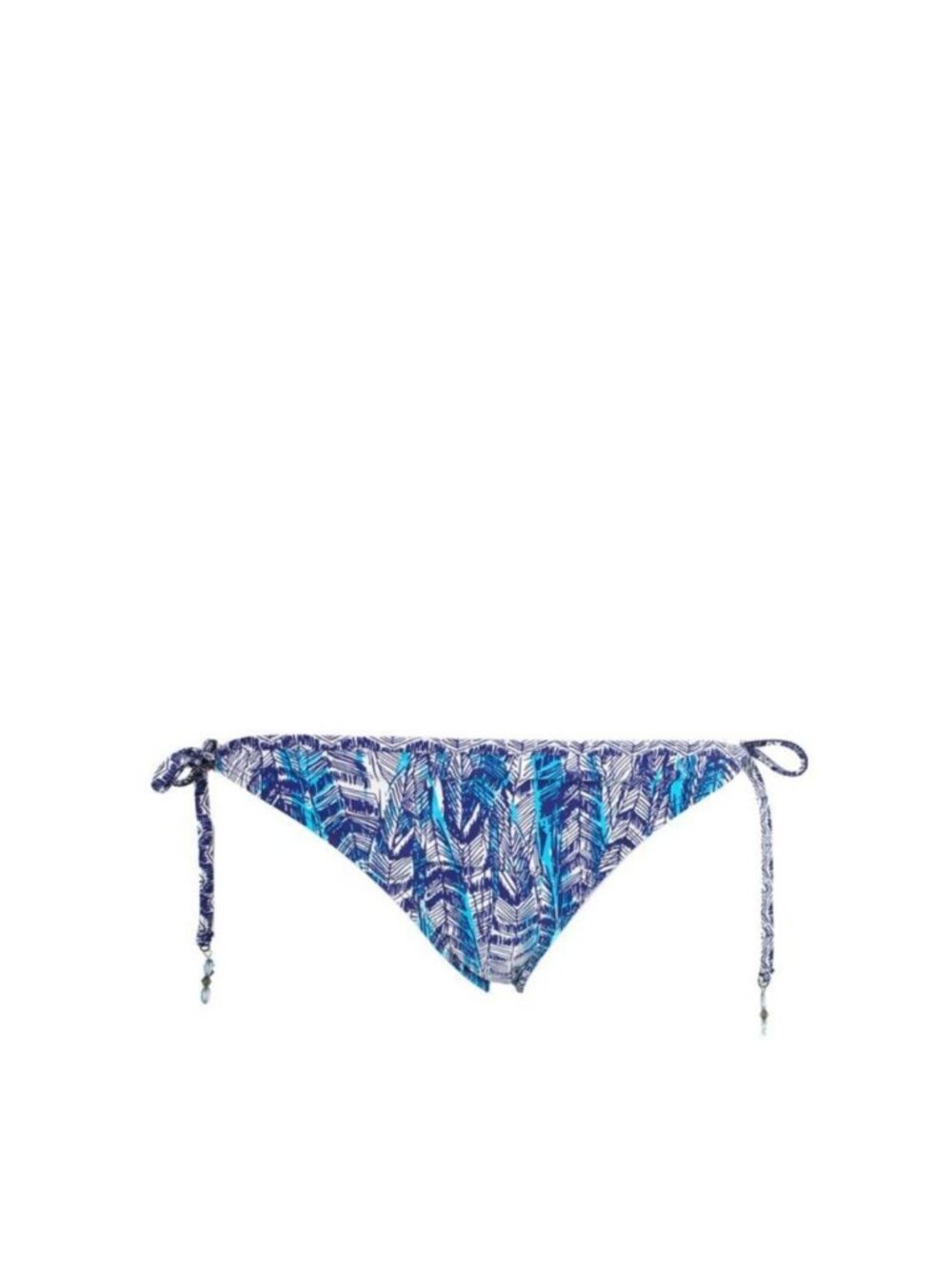 Ella Moss Yuma Tie Side Bikini Bottom Navy White Feather Print em8052 NWT